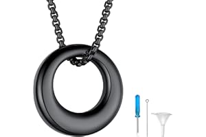 Richsteel Collana Donna Uomo Collana Urna per Ceneri Gatto Cane Ciondolo Serratura Cerchio Collana Commemorativa Personalizzata Impermeabile Anallergico con Strumento di Riempimento