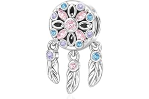 NUNUYAYA Perles Charms Argent Sterling 925 Breloque Pendentif Flower Clips Brithday Friends Heart Bead Compatible pour Femmes Filles Européen Bracelets Colliers