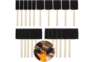 CENRONG Pennelli in Spugna，20 Pezzi Spugne per pittura Pennello in schiuma con manico in legno Set pennelli pittura in spugna，per Acrilici, Oli e Acquerelli