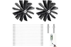 Udbrud Kaminbürste Stange Set, 2 Ofenrohrbürste 150mm mit 15 Flexible Stangen 410mm, Ofenrohrbürste Reinigungsset mit 2 Sechskantstange, Schornsteinfeger Bürste Schornsteinbesen für Kamin Rohre Trockn