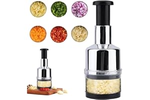 WAOTIER Presse Ail Inox,Presse Ail,Oignons Coupe Legume,Coupe Ailm,Couteaux Et Ustensiles De Cuisine,Purée D'ail En Acier Inoxydable Coupe Manuelle échalote Hacheuse Ail Fournitures De Cuisine (A1)