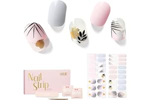 NAILOG Autocollants à Ongle, 34Pcs Nail Art Decal Strip Gel Vernis Adhésif Semi-Permanents de Qualité Professionnell avec Finition Gel Souple Nails Wraps pour Femmes Filles, The Oriental