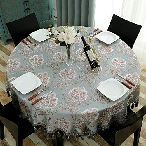 AJKAHKCHFKCK European style Silk Round Tablecloth,Stain resistant Spill-proof Table cloth Living room Tea table Table cloth-A diameter280cm(110inch)