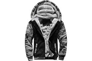 VSUSN Uomo Felpa con Cappuccio Manica Lunga Felpe con Cappuccio Vello Foderato Hoodies con Cerniera Cappotto Giacca Inverno Caldo