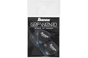 Ibanez PPA14MSGDB Lot de 6 médiators GRIP WIZARD à grip sable, 0.8mm, Bleu foncé