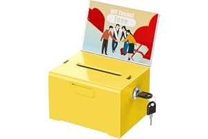 Uniclife Spendenbox aus Acryl mit Schloss und Schilderhalter, gelbe Wahlurne mit Schlitz, Kunststoff-Vorschlagsboxen, Trinkgeld, Aufbewahrungsbehälter für Spendenaktionen, Abstimmungen, 15,7 x 12,7 x