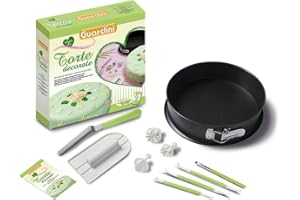 Guardini, Caja para regalo, Set para decoración: 1 tartera Desmontable de 26 +1 raspador de crema +1 espátula +3 accesorios +1 pluma para decorara +3 cortadores +1 recetario, Acero, Color Negro.