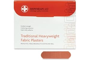 RELIANCE MEDICAL Dependaplast Traditional Heavyweight Fabric Plasters. Extra Cushioning And Physical Protection - Heavy Elastic Fabric - Super-Sticky Zinc Oxide Adhesive (7.5 X 2.5 Cm, Pack of 100