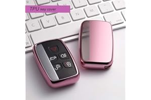 Kelay Soft TPU Key Fob Cover Remote Control Premium Key Protection Case Compatible with Land Rover Discovery Sport Evoque Aurora Jaguar XF XJ XJL XEL XFL F-pace 5 Buttons (pink - 1pcs)
