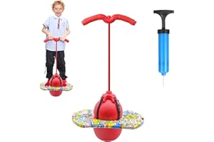 YUNLAISHAOCER Saltador Niños, Pelota Saltarina Niños con Asa, Capacidad de Carga 100kg, Pogo Stick Adultos, para Entrenar el Equilibrio, Deporte y Fitness (Rojo)