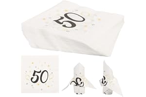YOLOUP 40 Stück Schwarz-gold 50th Geburtstagsfeier Papierservietten 50. Geburtstag Servietten Happy Birthday Paper Napkins für Mann Damen Geburtstagsparty Deko Tischdekoration (33x33cm), Mittel