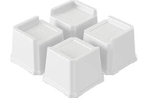 Lutown-Teen Bed Risers 3 Inch Heavy Duty 4 Pack L-shaped Bed Furniture Elevators 1,500 lbs Lifts Up Riser for Sofa and Table, White