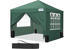 Quictent Pop Up Canopy Gazebo with Removable Sidewalls, Adjustable Height Event Shelter, 3x3m (10x10ft) Portable Tent for Garden Party, Camping, Green