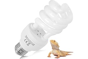 TARARIUM Reptile Tortoise UVB 10.0 Light Kit Bulb 26W Vivarium UVA UVB CFL Bulb E27 Desert Terrarium Compact Fluorescent Lamp for Turtle Lizard Snake Leopard Gecko Bearded Dragon Tank (1 Pack)