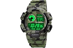 ROSEBEAR Montre numérique à quartz pour homme, étanche à 50 m, montre de sport électronique, double heure lumineuse, bracelet en PU