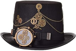 COSDREAMER Unisex Steampunk Top Kapelusze Halloween Kostium Kapelusz z Gogle Czarny