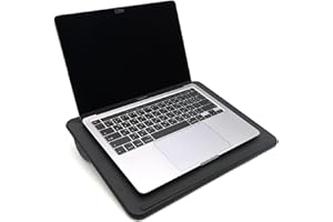 ergomi Lap Desk for Bed & Sofa – Medium Laptop Tray with Cushion, Wrist Rest & Anti-Slip Strip, Lightweight Lapdesk Table Stand Fits up to 15.6” Laptop (Medium - Black PU Surface)