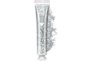 NebulaGlam Gel liquido Glitter, Gel Sirena Paillettes, Gel Glitter per Viso e Corpo Iunga Durata Trucco Sirena Paillettes per Unghie, Capelli, Trucchi da Festival (Argento)