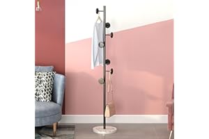 YENTAKE Garderobenständer aus Metall, Freistehender Kleiderständer, Garderobe mit 7 Haken für Kleidung, Eingang, Wohnzimmer,170 cm Höhe(Schwarz)