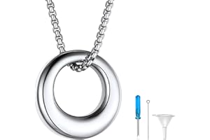 Richsteel Collana Donna Uomo Collana Urna per Ceneri Gatto Cane Ciondolo Serratura Cerchio Collana Commemorativa Personalizzata Impermeabile Anallergico con Strumento di Riempimento