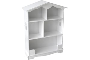 Leomark Regał na zabawki - biały - drewniany regał, regał do przechowywania dla dzieci, regał na zabawki, regał dziecięcy, biały organizer, domek dla lalek, wysokość: 101 cm