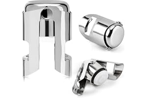 RISING MOON&STAR Stainless Steel Bottle Stoppers for Prosecco and Wine - Champagne Stainless Steel Prosecco Bottle Stopper - Premium, Durable and Leak Proof Airtight Seal for Sparkling Wine Bottles