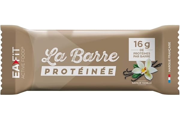 EAFIT La Barre Protéinée - Saveur vanille - Enrobée de chocolat au lait - 16g de protéines par barre - 5,5g de MG - faible en sucre - 12 vit et minéraux - Certifiée Anti-dopage