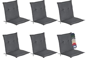 Beautissu Set de 6 Cojines sillas Jardin Loft NL - tumbonas mecedoras de balcón o Asiento Exterior con Respaldo bajo - 100x50x6 cm - Placas compactas de gomaespuma - Gris Grafito