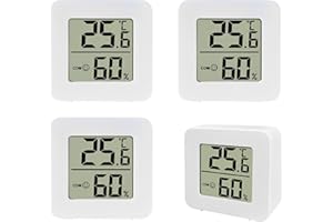 KXRTPX 4 Pcs Room Thermometer, Thermometer Room Temperature, Digital Thermometer Room, Indoor Outdoor Hygrometer with High Accuracy for Home Office Baby Room