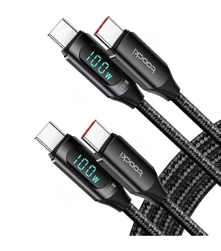 Callstel USB-C Schnellladekabel 2er-Set – 100W PD, 1m, Mit Digitaler Leistungsanzeige, Für Laptop & Handy