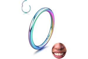 BodyBonita Piercing Naso Anello con Cerniera - 316L Acciaio Chirurgico senza Cuciture Septum Piercing Clicker Anelli Cartilagine Elica Daith Conch Trago Rook Oro/Argento/Nero/Oro Rosa/Blu/Arcobaleno