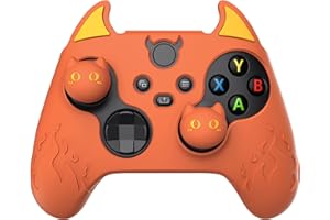 PlayVital Cute Demon Kawaii Funda de Silicona para Xbox Series X/S Control Accesorios Cubierta Linda Protectora Antideslizante con Tapas de Joysticks para Xbox Core Mando Inalámbrico(Naranja Quemado)