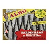 conservas albo tapia de casariego No contiene gluten Albo -Sardinillas en Aceite de Oliva - 8/12 Piezas - 105 g