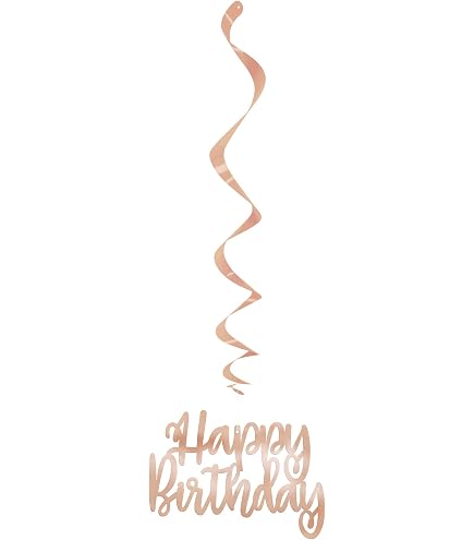 Party-Hängewirbel Zum 12. Geburtstag – 12 Stück Mit Ausschnitten In Roségold – Deckendekoration Für Geburtstagspartys (bis Ca. 96,5 Cm Lang)