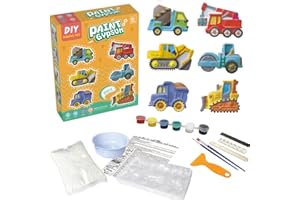 ISAKEN Dinosaurier Malset für Kinder, DIY Weltraumfiguren Malset 3D Technikfahrzeug Roboter Bunt Cupcake Gips Spielzeug Bemalen Basteln Bastelset für Kinder Jungen Mädchen Geschenke Geburtstag