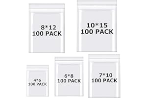ATB-Foger 500pcs Sealable Clear Grip Seal Bags Reusable Zip Lock for Small Clear Plastic Bags Multiple Size for Kitchen Biscuits Nuts Jewelry Packaging Sealable Little Bag
