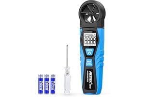 Anemómetro Digital MESTEK Portátil Anemómetro Medidor de Velocidad del Viento Temperatura del Viento con Pantalla LCD Retroiluminación MAX Prueba Medición Precisa Cometa, Surf, Marina, Pescar