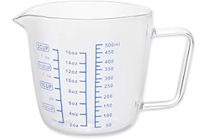 SCSpecial Taza medidora de vidrio de 500 ml, taza medidora multiusos para líquido, 2 tazas