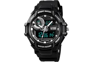 ROSEBEAR Orologio digitale analogico da uomo, impermeabile, 50 m, sportivo, multifunzione, luminoso, da uomo, elettronico, cinturino in poliuretano