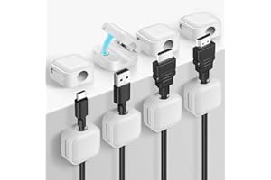 aceyoon 8 Pièces Range Cable Bureau, Cable Management Magnétique Clips Cable Auto-adhésifs Organisateur du Cable pour Table de Nuit, Câbles D'alimentation, Câbles HDMI, USB, Audio (7mm)