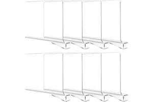 TIWIHON 8Pcs Shelf Dividers - Acrylic Shelf Dividers for Wardrobe, Wardrobe Shelves Organizer Clear Adjustable Shelf Wood Closet Clothes Separator, Wardrobe Dividers for Bedroom, Kitchen, Office Shelves