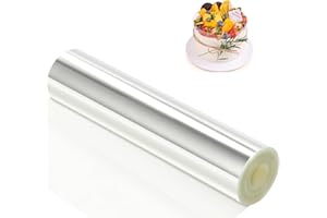 WUBUSHAN Tortenrandfolie 20cm hoch, Transparent Tortenfolie, Acetat Folie Wiederverwendbar, Tortenring Folie Hoch für Kuchen Schokolade Mousse Kuchen Dessertringe