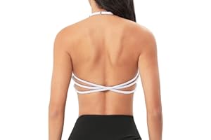 TZLDN Women Workout Backless Sports Bra Removable Padded Strappy Low Impact Support Open Back Gym Bras Yoga Crop Tank Top