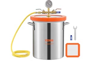 VEVOR Cámara de Vacío 3 Gal 11,4 L Bomba de Vacío Tapa de Vidrio Templado Cámara de Desgasificación de Acero Inoxidable 304 Contenedor de Vacío para Estabilización de Madera Resina de Silicona