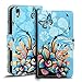 Produktbild Conie PW41740 Print Wallet Kompatibel mit Sony Xperia Z3+, Motiv Klapphülle mit HD Druck Muster Etui für Xperia Z3+ Hülle Motiv Schmetterling Blau