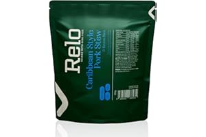 Relo Caribbean Style Pork Stew | 350g Ready-to-Eat Survival Food Pouches | Camping Food Pouches with High-Protein High-Fibre, Low-Fat, Low-Sugar, Low-Cal, Low-Carb, Keto-Friendly (1 Pack)