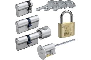 Türzylinder/Schließzylinder gleichschließendes SET für Haus und Wohnung | frei kombinierbar | Viele Längen verfügbar | BASI Doppelzylinder A:30 mm B:45 mm