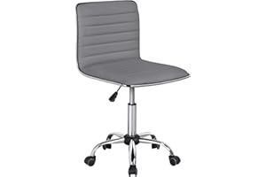 ‎YAHEETECH Yaheetech Bürostuhl ohne Armlehne, ergonomischer Schreibtischstuhl, höhenverstellbarer Drehstuhl, 360° drehbar Arbeitsstuhl, aus Kunstleder, für Arbeitszimmer Home Office Chair