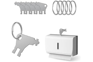 EUYKQNOI Lot de 5 Clés Universelles pour Distributeur de Papier Toilette en Métal, Compatible Georgia Pacific/Tork/SCA, 5 Anneaux Inclus (Écoles, Bureaux, Professionnels)