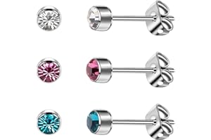 ARTSKIN Kolczyki damskie z tytanu, dla dziewcząt, hipoalergiczne, kryształowe, 4 mm, 5 mm, srebrne/czarne/różowe złoto/pozłacane kolczyki